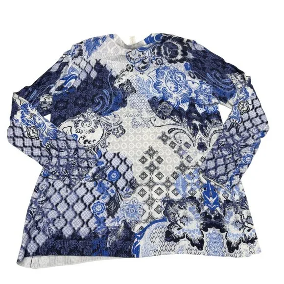 Chico's Women's Floral Paisley V-Neck Button Front Cardigan Sweater, Sz 3 /US XL - Picture 2 of 10